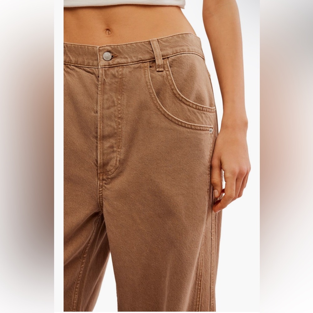 NWT $128 Free People Final Countdown Wide Leg Jeans Size 29 Color Tumbleweed - Picture 4 of 5